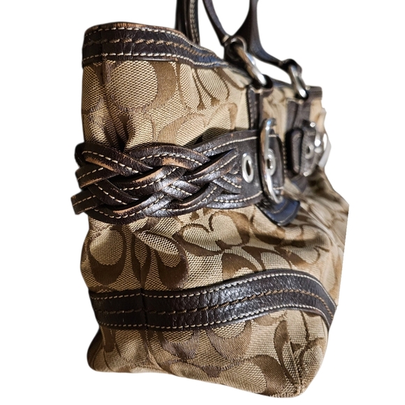 Coach 05079 Brown Soho Signature Jacquard Leather Satchel Purse Shoulder Bag Y2K - Picture 12 of 16